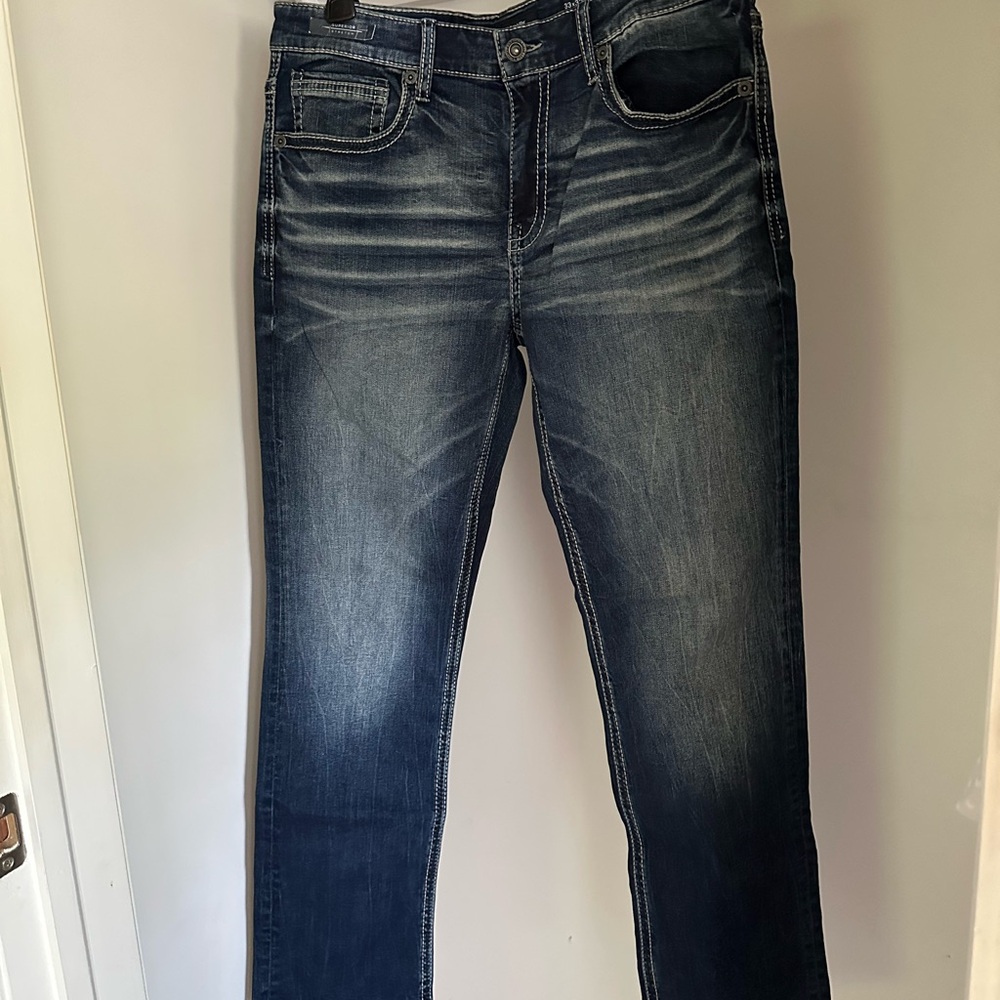 BKE Men's Straight Jeans in Dark Wash Blue